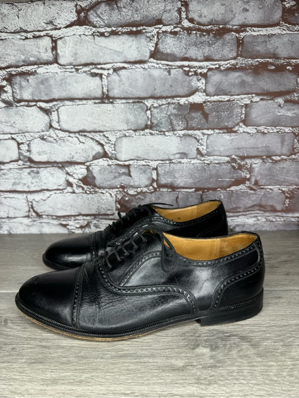 Mezlan Florence Black Leather Cap Toe Oxfords Dress Shoes Men Sz 9M US/42EU
